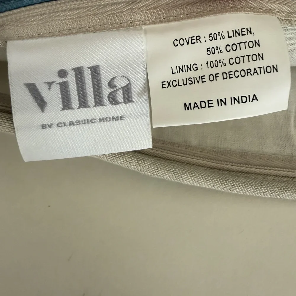 Villa Classic Home Kenzie Pillow Cover 14 x‎ 26 Parisian Blue Pottery Barn Beige